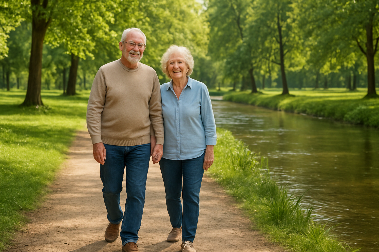 Happy senior couple smiling at home